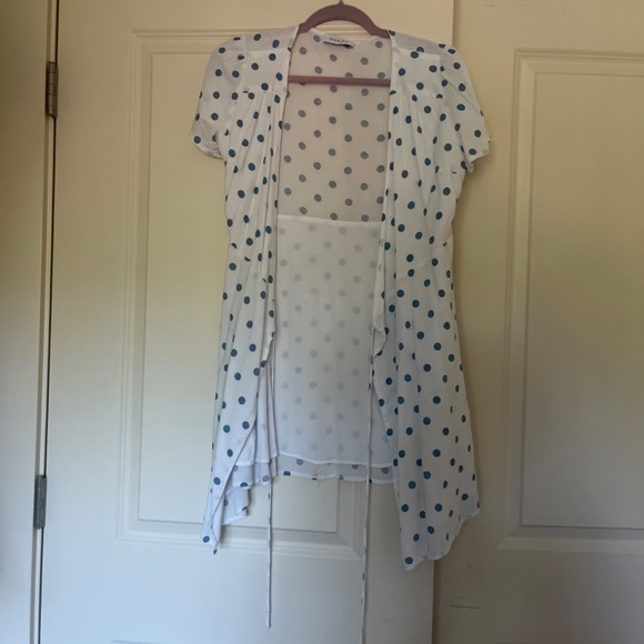 Gili Mini Wrap Dress in Blue Polka Dot - Picture 3 of 6